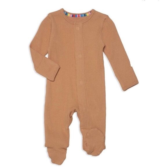 Magnetic Me Doe Waffle Knit Footie Pajamas Premie Camel Brown - Picture 1 of 4